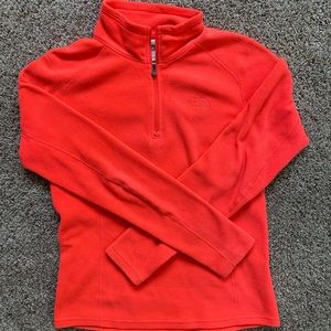 The North Face Polartec pull over, 1/4 zip, hot coral, women’s size Small